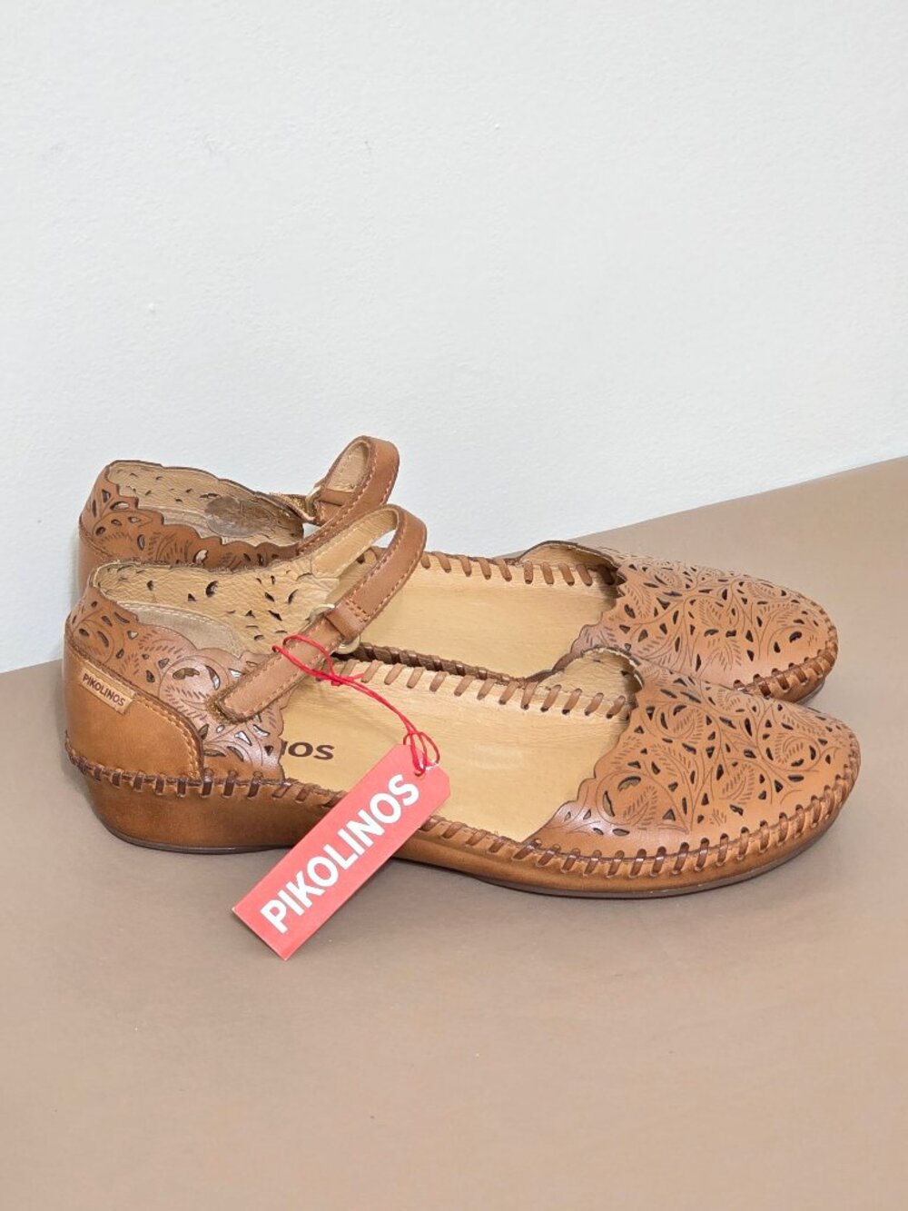 PIKOLINOS Women  Puerto Vallarta Sz 7/37  Leather Mary Jane Sandals Flats Brown